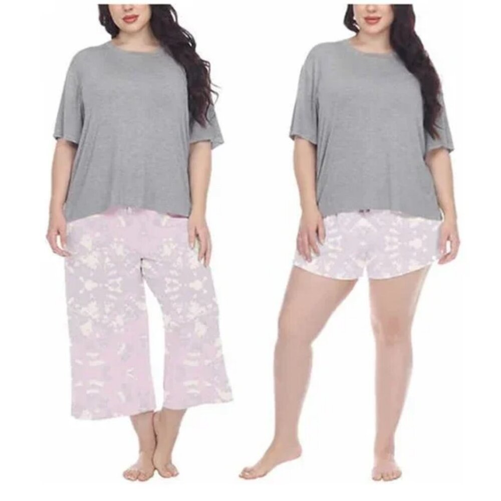 NEW Honeydew 3 piece Super Soft Jersey Pajamas Set PJs top Shorts Capri Pants